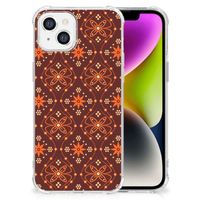 iPhone 14 Doorzichtige Silicone Hoesje Batik Brown - thumbnail