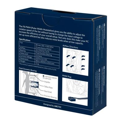 ARCTIC F8 PWM Computer behuizing Ventilator 8 cm Zwart, Wit