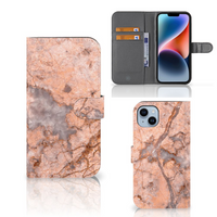 iPhone 15 Plus Bookcase Marmer Oranje - thumbnail