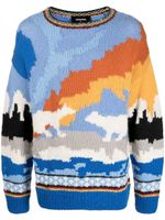 DSQUARED2 pull en maille intarsia - Bleu - thumbnail