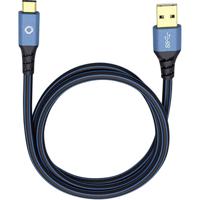 Oehlbach USB Plus C3 USB 3.2 Gen 1 (USB 3.0) [1x USB 3.2 Gen 1 stekker A (USB 3.0) - 1x USB-C stekker] 1.00 m Blauw Vergulde steekcontacten - thumbnail