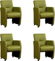 Set van 4 Groene leren moderne eetkamerfauteuils Pleasure - Toledo Leer Apple Green (groen leer) - thumbnail