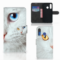 Huawei P30 Lite (2020) Telefoonhoesje met Pasjes Witte Kat - thumbnail