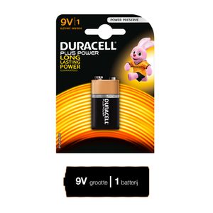 Duracell Plus Power alkaline 9V-batterijen, verpakking van 1