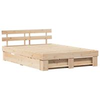 vidaXL Bedframe met lade met hoofdeinde met opslag Bruin 160 x 200 cm Massief grenenhout