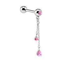 Jeweled Barbell with Charm Chirurgisch staal 316L / Belegde messing Barbells