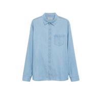 Mango Man regular fit denim overhemd changeant blauw
