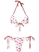 Amir Slama bikini triangle à imprimé graphique - Blanc