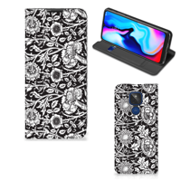 Motorola Moto G9 Play Smart Cover Black Flowers