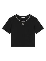 Dolce & Gabbana Kids t-shirt en coton à ornements en cristal - Noir