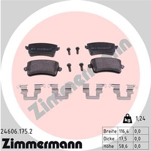 Remblokkenset, schijfrem ZIMMERMANN, Remschijftype: Massief, u.a. für Audi