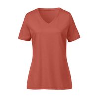 T-shirt met V-hals van bio-katoen, terracotta Maat: 44