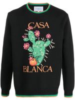 Casablanca pull à fleurs en intarsia - Noir