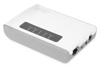 DIGITUS Draadloze 300N multifunctionele netwerkserver 2-poort, USB 2.0, network USB-hub, printserver