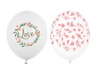 Bruiloft Ballonnen Love/Bloemen (50st) - thumbnail