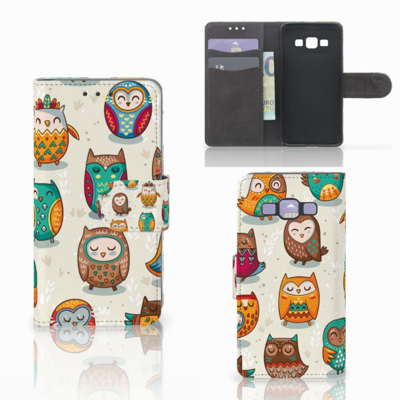 Samsung Galaxy A3 2015 Telefoonhoesje met Pasjes Vrolijke Uilen