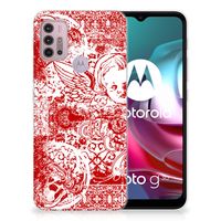 Silicone Back Case Motorola Moto G30 | G10 Angel Skull Rood - thumbnail