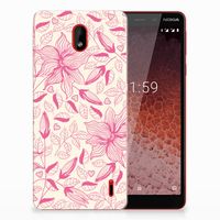 Nokia 1 Plus TPU Case Pink Flowers - thumbnail