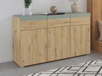 Commode SALDARINI 3 deuren 3 lades artisan eik/saliegroen