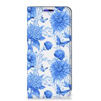 Smart Cover voor Samsung Galaxy A13 (5G) | Samsung Galaxy A04s Flowers Blue - thumbnail