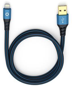 Oehlbach Apple iPad/iPhone/iPod Aansluitkabel [1x USB-A 2.0 stekker - 1x Apple dock-stekker Lightning] 3.00 m Blauw, Zwart