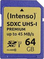 Intenso Premium SDXC UHS-I 64GB Class 10 geheugenkaart blauw, 1 stuk