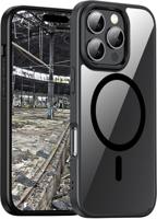 JT Berlin Pankow Hybrid MS Hoes compatibel met Apple iPhone 16 Pro Max (bescherming volgens Amerikaanse militaire standaard, draadloos opladen (Qi) / magnetisch opladen compatibel) zwart/transparant