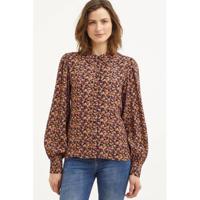 VILA blouse VIALBISA met all over print oudroze/oranje