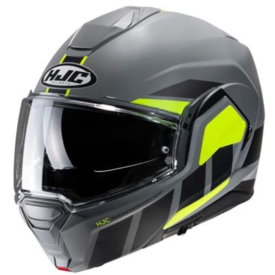 HJC I100 Beis, Systeemhelm, Mat Grijs Fluogeel