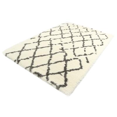 Floki Moroccan - Berber Shaggy - Ruitjes - Crème-Grijs-120 x 160 cm