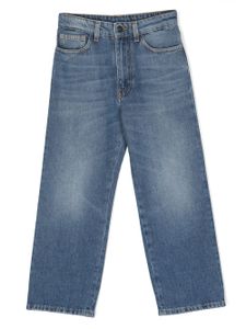 Palm Angels Kids logo-print straight-leg cotton jeans - Bleu