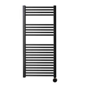 Sanicare elektrische design radiator 45x112cm zwart met thermostaat rechts zwart