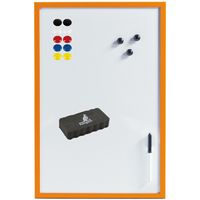 Magnetisch whiteboard/memobord met marker/wisser/magneten - 40 x 60 cm - oranje   -