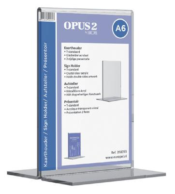 Kaarthouder opus 2 a6 t-standaard staand acryl