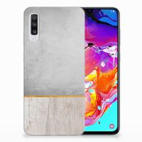 Samsung Galaxy A70 Bumper Hoesje Wood Concrete - thumbnail