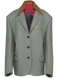 Prada veste en cuir à simple boutonnage - Gris