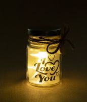 Glazen Lichtgevende Pot &apos;I Love You&apos;