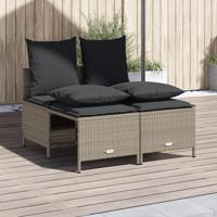 4-delige Loungeset met kussens poly rattan lichtgrijs