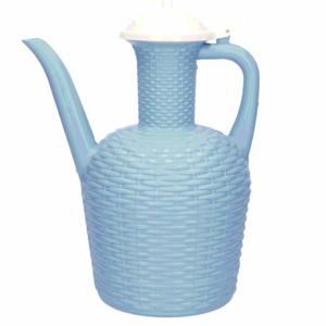 Gieter - blauw - kunststof - rotan look - 2 liter