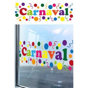 Carnaval/party decoratie raamsticker - gekleurde letters - versiering - 75 x 25 cm   -