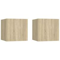 vidaXL Nachtkastjes 2 st 30,5x30x30 cm spaanplaat sonoma eikenkleurig