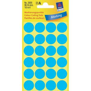 Avery-Zweckform 3005 Etiketten voor markeringspunten Ø 18 mm Blauw 96 stuk(s) Permanent hechtend Papier