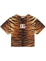 Dolce & Gabbana Kids t-shirt en coton à imprimé tigre - Marron - thumbnail