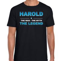 Naam cadeau t-shirt Harold - the legend zwart voor heren