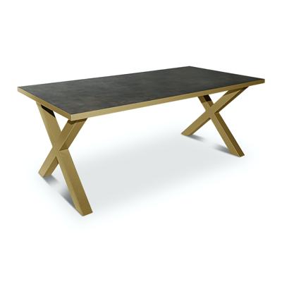 Stalux Eettafel 'Roos' 240 x 100cm, kleur goud / lederlook bruin