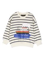 Mini Rodini sweat à imprimé Ferry Stripe en coton - Tons neutres