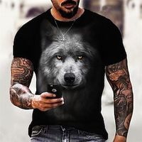 Voor heren T-shirt Grafisch Wolf Strakke ronde hals Zwart Grijs 3D-afdrukken Dagelijks Sport Korte mouw Afdrukken Kleding Ontwerper Klassiek Casual Groot en klein Lightinthebox - thumbnail