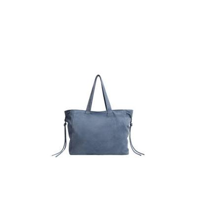 Mango leren shopper blauw