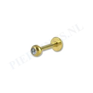 Labret 1.2 mm goud kleur kristal licht blauw