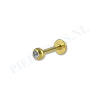 Labret 1.2 mm goud kleur kristal licht blauw - thumbnail